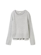 TOM TAILOR Damen Strickpullover mit Struktur, grau, Uni, Gr. XXXL