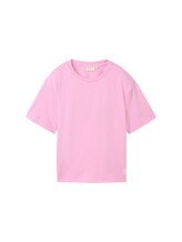 TOM TAILOR DENIM Damen Boxy Jersey T-Shirt aus Bio-Baumwolle, rosa, Uni, Gr. S