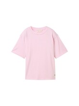 TOM TAILOR DENIM Damen Boxy Jersey T-Shirt aus Bio-Baumwolle, rosa, Streifenmuster, Gr. XS