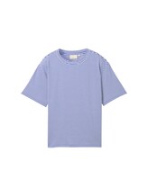 TOM TAILOR DENIM Damen Boxy Jersey T-Shirt aus Bio-Baumwolle, blau, Streifenmuster, Gr. L