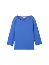 TOM TAILOR Damen 3/4 Arm Shirt mit Struktur, blau, Uni, Gr. XS