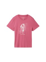 TOM TAILOR Damen Print T-Shirt mit Bio-Baumwolle, rosa, Print, Gr. XL