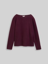 TOM TAILOR Damen Soft-Touch Sweatshirt mit Knopf-Details, rot, Meliert, Gr. L