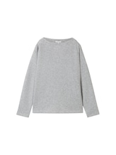 TOM TAILOR Damen Geripptes Sweatshirt, grau, meliert, Gr. M