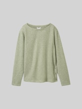 TOM TAILOR Damen Soft-Touch Sweatshirt mit Knopf-Details, grün, Meliert, Gr. XS