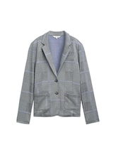 TOM TAILOR Damen Karierter Blazer mit LENZING™ EcoVero™, blau, Karomuster, Gr. L