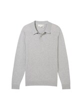 TOM TAILOR Herren Langärmliges Strick Polohemd, grau, Uni, Gr. XL