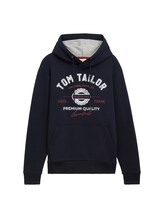 TOM TAILOR Herren Hoodie mit Logo Print, blau, Logo Print, Gr. L