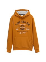 TOM TAILOR Herren Hoodie mit Logo Print, braun, Logo Print, Gr. XL