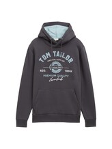 TOM TAILOR Herren Hoodie mit Logo Print, schwarz, Logo Print, Gr. L