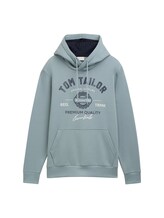 TOM TAILOR Herren Hoodie Sweatshirt mit Logo-Print, grün, Uni, Gr. XXL