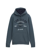 TOM TAILOR Herren Hoodie mit Logo Print, blau, Logo Print, Gr. XXL