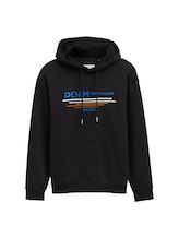 TOM TAILOR DENIM Herren Hoodie mit Print, schwarz, Print, Gr. XL