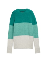 TOM TAILOR DENIM Damen Strickpullover mit Colour Blocking, grün, Colour Blocking, Gr. S