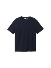 TOM TAILOR Herren Geripptes Basic T-Shirt, blau, Uni, Gr. M