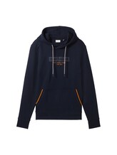 TOM TAILOR Herren Hoodie mit Logoprint, blau, Logo Print, Gr. M