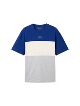 TOM TAILOR DENIM Herren Relaxed T-Shirt mit Colour Blocking, blau, Colour Blocking, Gr. XL