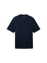 TOM TAILOR DENIM Herren Relaxed T-Shirt mit Struktur, blau, Uni, Gr. M