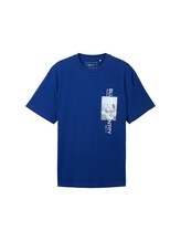 TOM TAILOR DENIM Herren Relaxed T-Shirt mit Print, blau, Fotoprint, Gr. XS