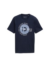 TOM TAILOR DENIM Herren Basic T-Shirt mit Logo-Print, blau, Uni, Gr. XXL