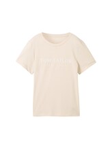 TOM TAILOR Damen T-Shirt mit Logo Stickerei, weiß, Uni, Gr. XXXL