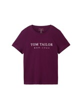 TOM TAILOR Damen T-Shirt mit Logo Stickerei, lila, Uni, Gr. XXXL