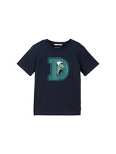 TOM TAILOR Jungen Glow in the Dark T-Shirt mit Bio-Baumwolle, blau, Print, Gr. 128/134