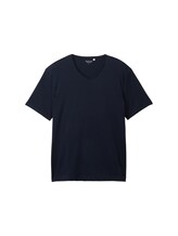 TOM TAILOR Herren Basic T-Shirt mit V-Ausschnitt, blau, Uni, Gr. XXXL