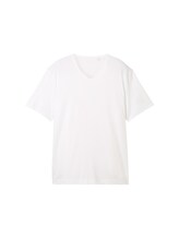 TOM TAILOR Herren Basic T-Shirt mit V-Ausschnitt, weiß, Uni, Gr. XXXL