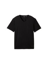 TOM TAILOR Herren Basic T-Shirt mit V-Ausschnitt, schwarz, Uni, Gr. XXXL