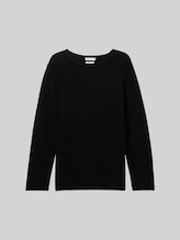 TOM TAILOR Damen Plus Size - Strickpullover aus Bio-Baumwolle, schwarz, Uni, Gr. 46