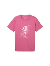 TOM TAILOR Damen T-Shirt aus Bio-Baumwolle mit Artwork, rosa, Print, Gr. 54