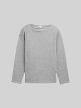 TOM TAILOR Damen Plus Size - Soft-Touch Sweatshirt mit Knopfdetails, grau, Meliert, Gr. 46