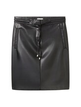 TOM TAILOR Damen Rock aus Kustleder, schwarz, Uni, Gr. 42