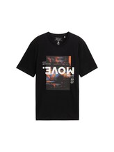 TOM TAILOR DENIM Herren T-Shirt mit Print, schwarz, Print, Gr. S