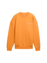 TOM TAILOR DENIM Herren Relaxed Sweatshirt mit Textprint, orange, Uni, Gr. XL