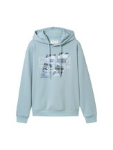 TOM TAILOR DENIM Herren Hoodie mit Print, blau, Print, Gr. XL