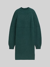 TOM TAILOR DENIM Damen Strickkleid mit Stehkragen, grün, Meliert, Gr. XXL
