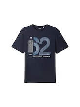 TOM TAILOR Herren T-Shirt mit Print, blau, Uni, Gr. XXL