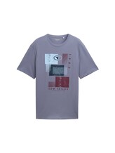 TOM TAILOR Herren T-Shirt mit Print, blau, Uni, Gr. S