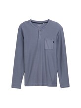 TOM TAILOR Herren Henley Langarmshirt mit Brusttasche, grau, Uni, Gr. S