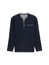 TOM TAILOR Herren Langarmshirt mit Brusttasche, blau, Uni, Gr. L