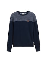 TOM TAILOR Herren Sweatshirt mit Logo Badge, blau, Uni, Gr. L