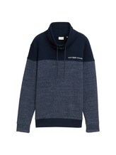 TOM TAILOR Herren Sweatshirt mit Stehkragen, blau, Uni, Gr. M