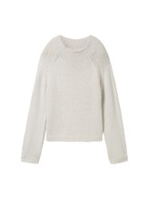 TOM TAILOR Damen Raglan Strickpullover, grau, Meliert, Gr. S