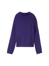 TOM TAILOR Damen Raglan Strickpullover, lila, Uni, Gr. L