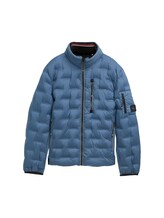 TOM TAILOR Herren Hybrid Lightweight Steppjacke mit Kapuze im Stehkragen, blau, Uni, Gr. XXL