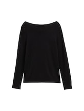 TOM TAILOR Damen Basic Strickpullover, schwarz, Uni, Gr. M