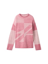 TOM TAILOR Damen Gemusterter Strickpullover, rosa, Gemustert, Gr. XS