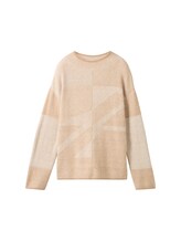 TOM TAILOR Damen Gemusterter Strickpullover, beige, Gemustert, Gr. XS